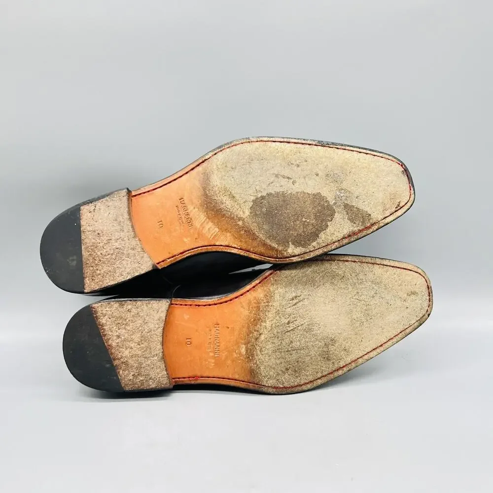 Magnanni Shoes Mens 10 Gray Leather Monk Strap Oxford Dress Buckle Almond Toe